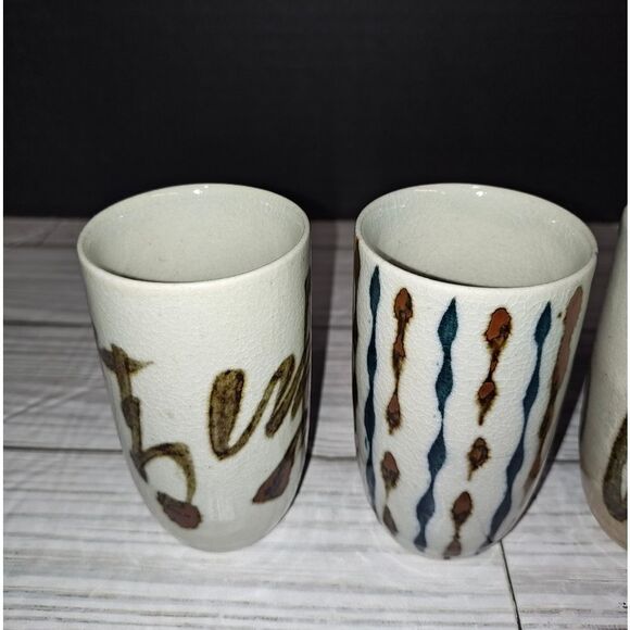 Vintage Otagiri Hand Painted Ceramic Stoneware Japanese Sake Tea Cups Set of 4 - Picture 4 of 9